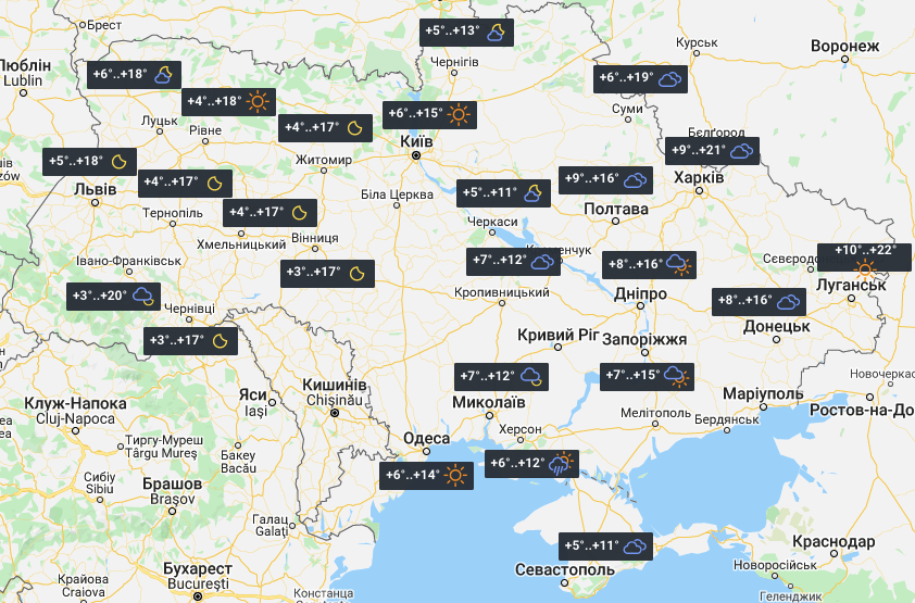 Frosts and Thunderstorms in Ukraine