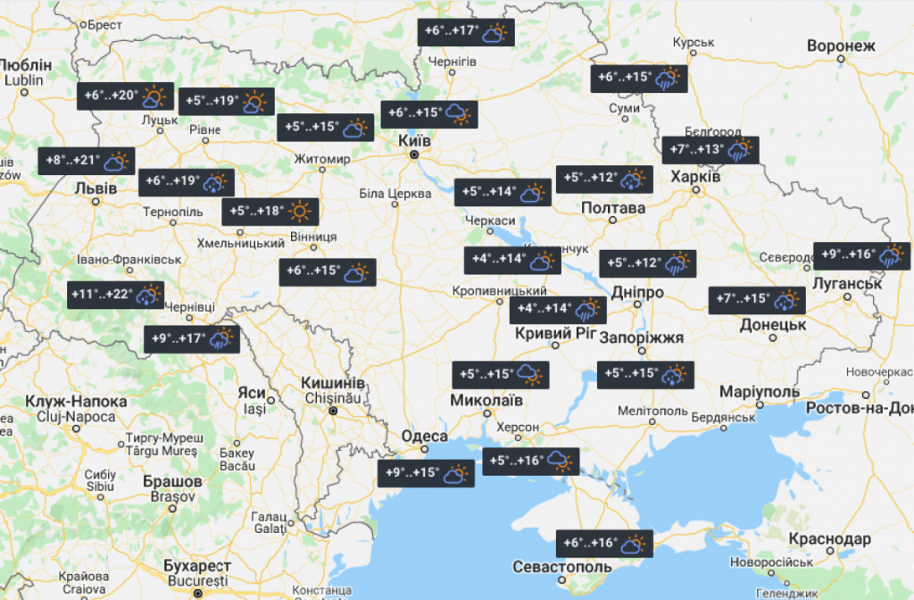 Warming and Rain Today in Ukraine