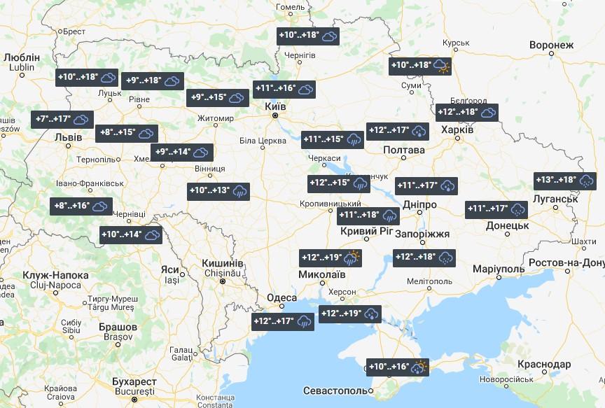 Rains in Half of Ukraine and up to 19 ° Heat