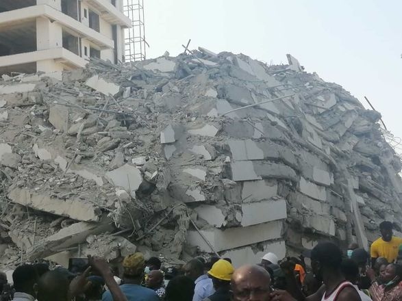 At least three people were killed when a high-rise building collapsed in Nigeria