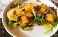 Pumpkin and pear salad with pomegranate sauce