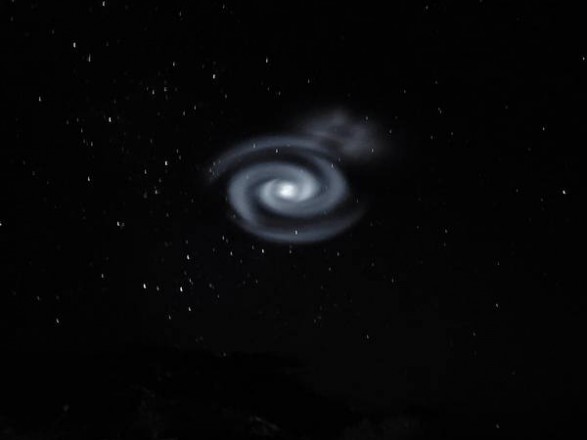 Blue spirals in the night sky struck the people of New Zealand